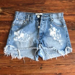 One Teaspoon Distressed High Rose Shorts 27